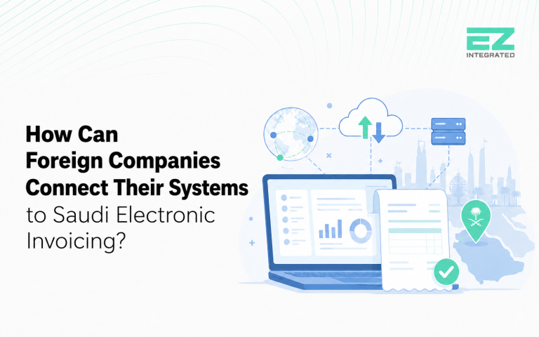 How can foreign companies link their systems to the Saudi electronic invoicing system?